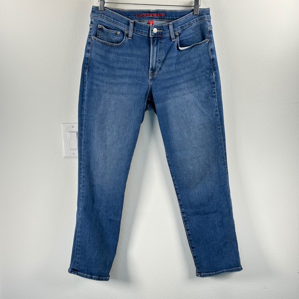 Lucky Brand Women's Mid Rise Sweet Crop Straight Jeans Blue Size 12/31 Americana